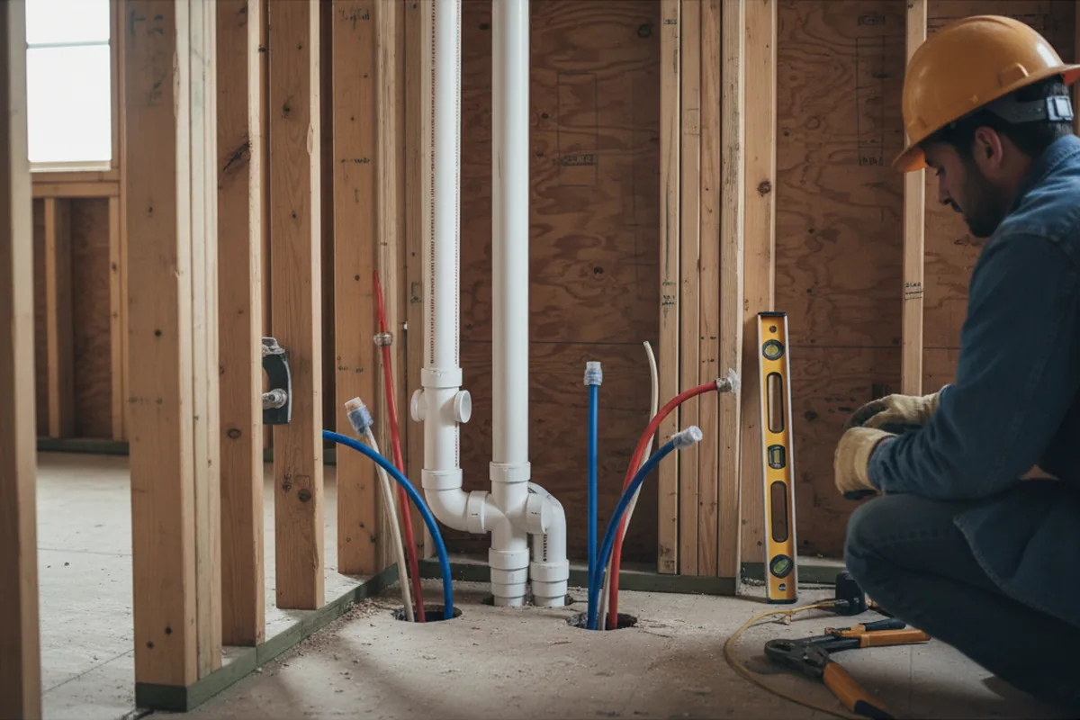 Drain and supply rough-in during Toilet Repair and Installation in Reeseville